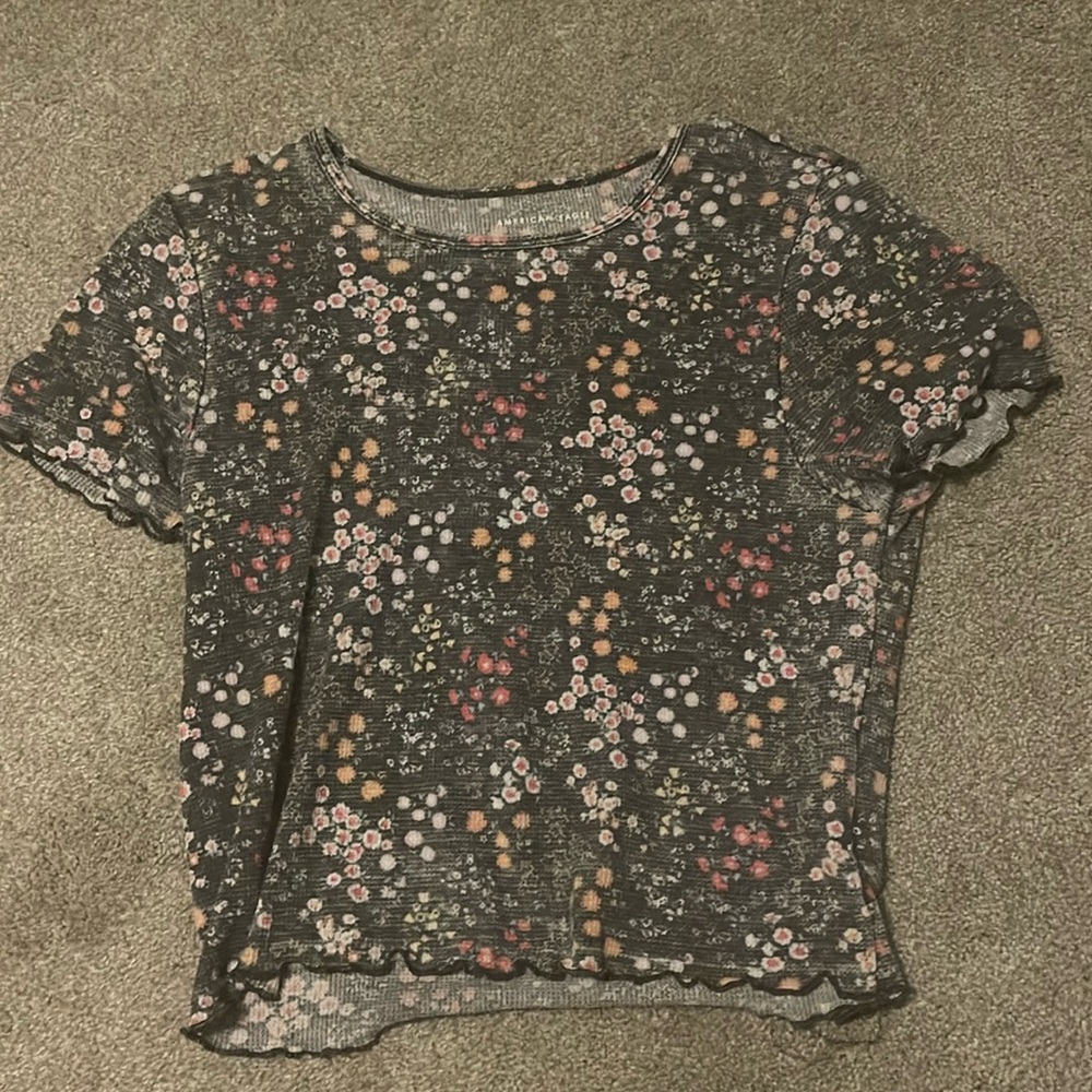 Cropped Floral American Eagle T-Shirt
